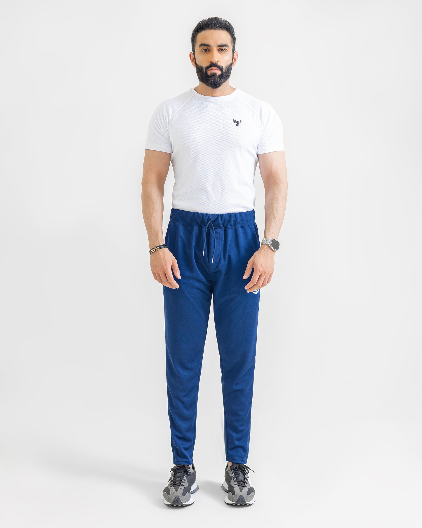 DARK BLUE LOOSE FIT PLEATED TROUSERS