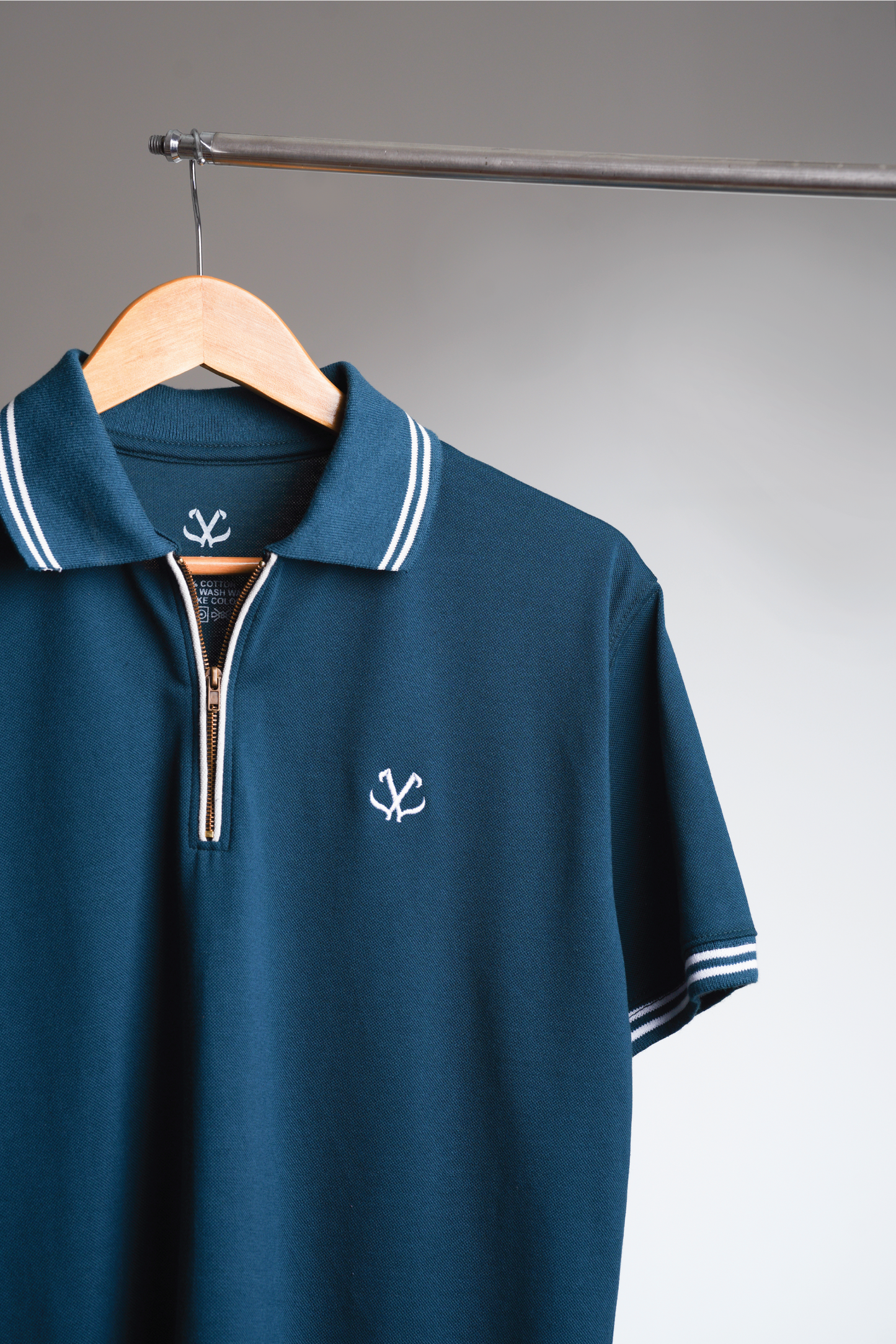 BLUE STEEL POPCORN ZIP POLO