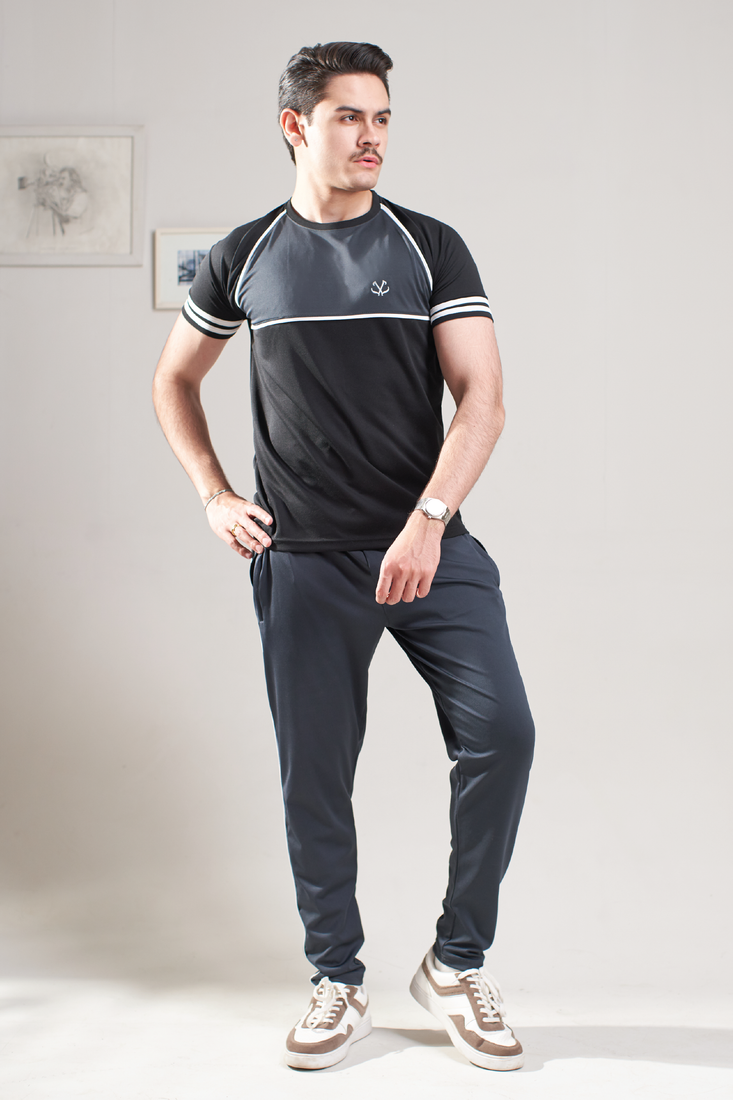 BLACK AND DARK GRAY TRACKSUIT