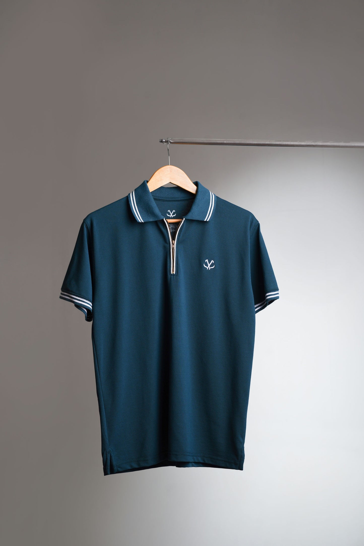 BLUE STEEL POPCORN ZIP POLO