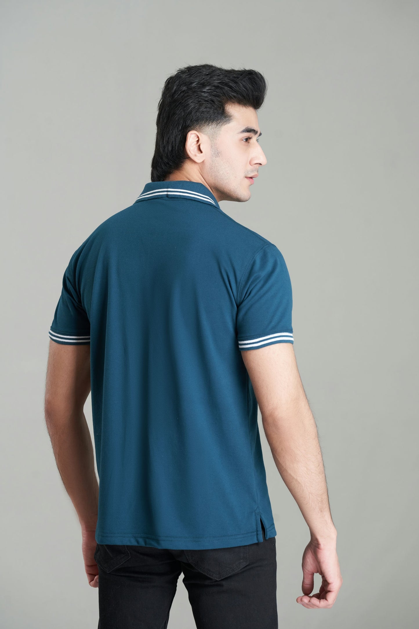 BLUE STEEL POPCORN ZIP POLO
