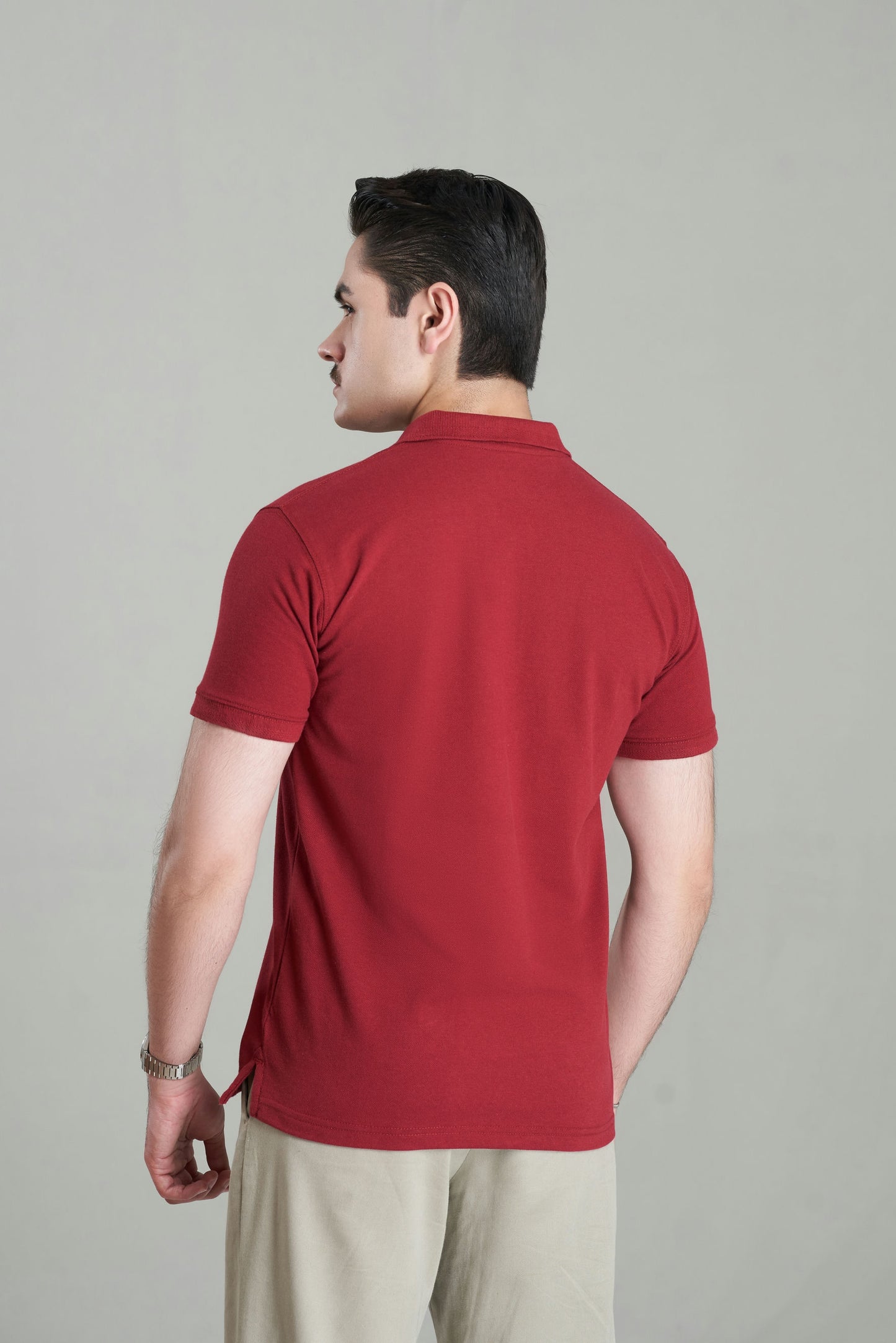 MAROON BASICS ZIP POLO