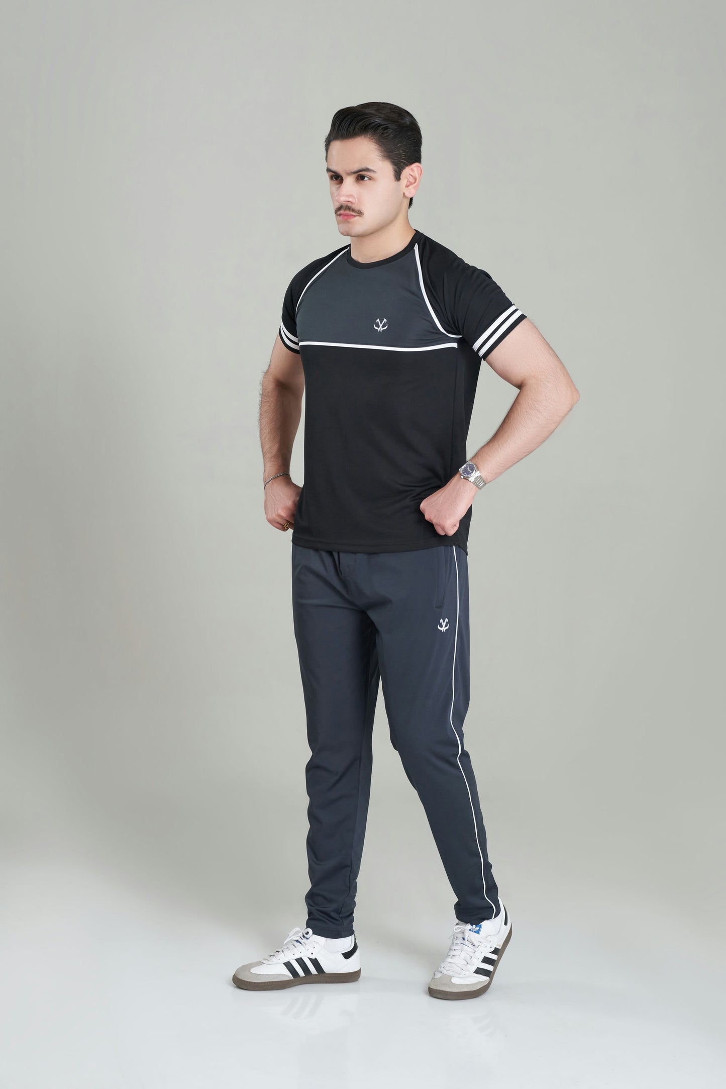 BLACK AND DARK GRAY TRACKSUIT